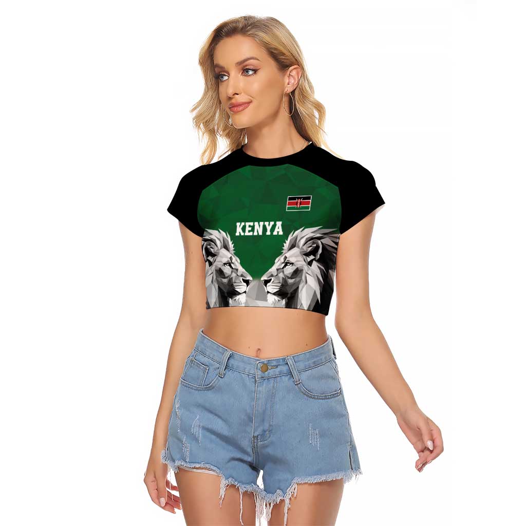 Kenya Rugby Custom Raglan Cropped T Shirt Green Kenyan 22-23 Motif - Wonder Print Shop
