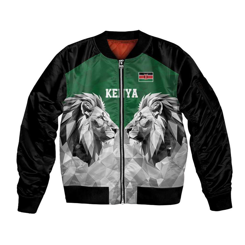 Kenya Rugby Custom Sleeve Zip Bomber Jacket Green Kenyan 22-23 Motif - Wonder Print Shop