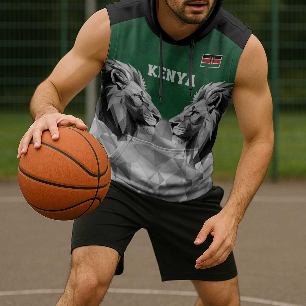 Kenya Rugby Custom Sleeveless Hoodie Green Kenyan 22-23 Motif - Wonder Print Shop