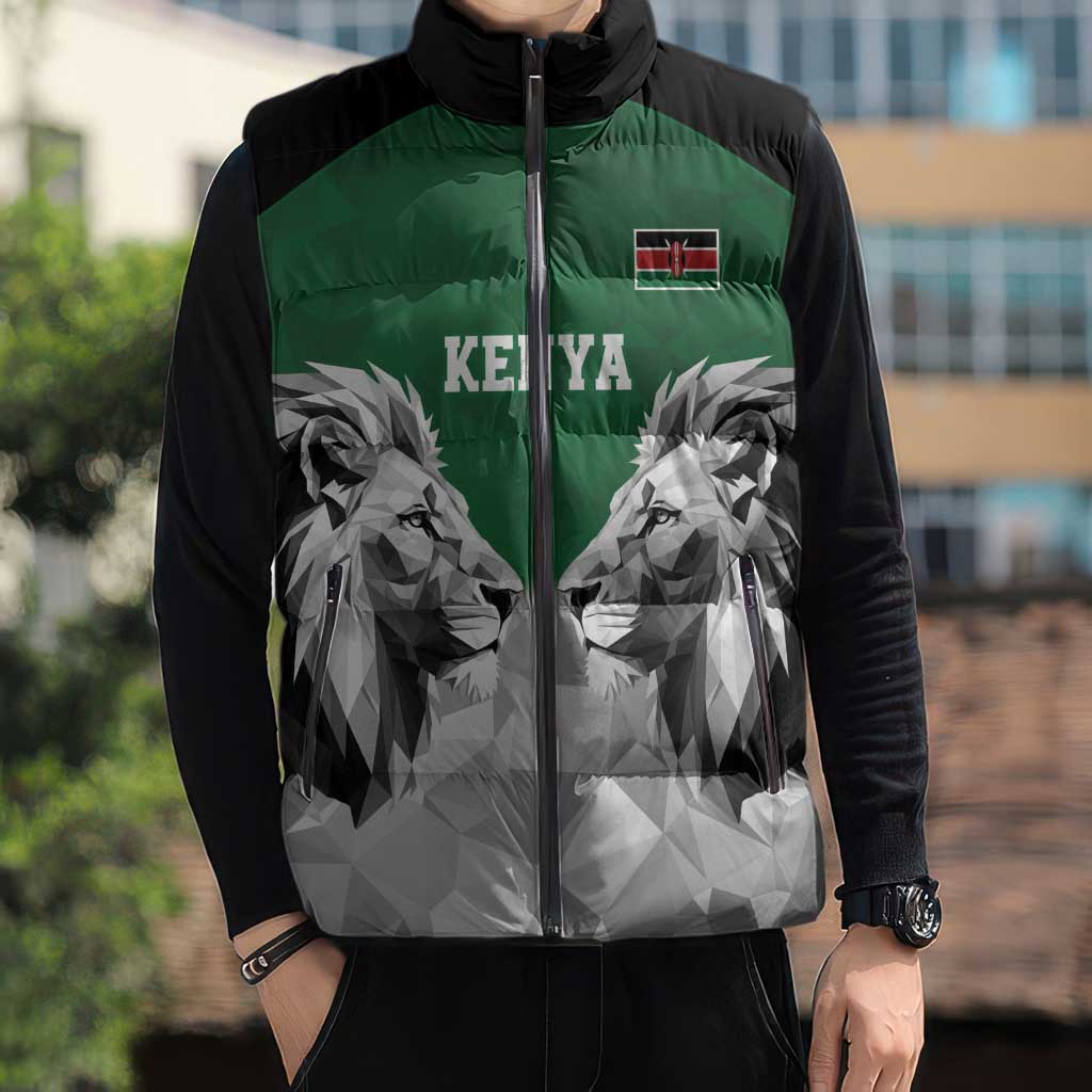 Kenya Rugby Custom Sleeveless Puffer Jacket Green Kenyan 22-23 Motif - Wonder Print Shop