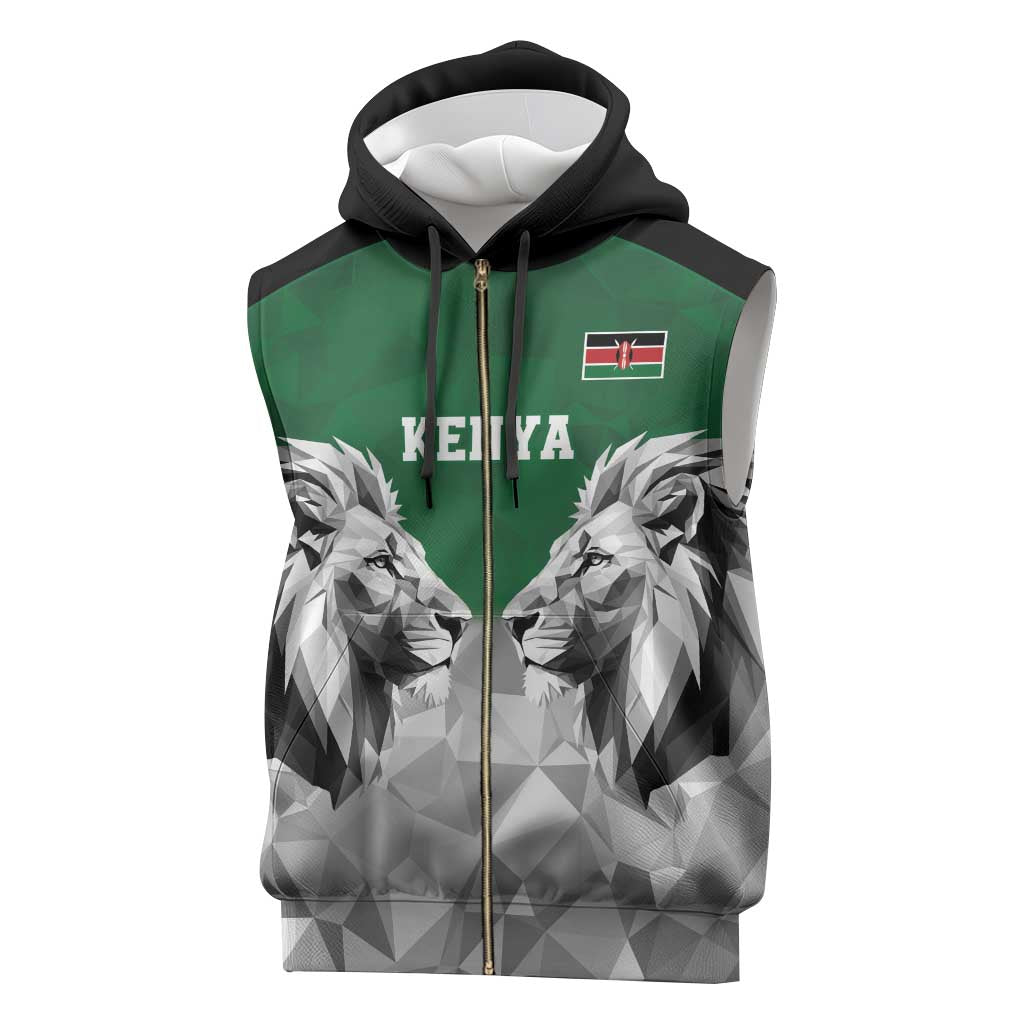 Kenya Rugby Custom Sleeveless Zip Hoodie Green Kenyan 22-23 Motif - Wonder Print Shop