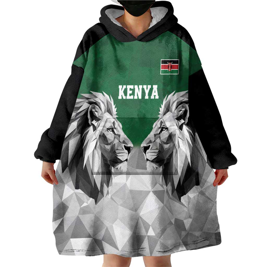 Kenya Rugby Custom Wearable Blanket Hoodie Green Kenyan 22-23 Motif - Wonder Print Shop