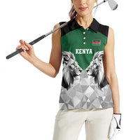 Kenya Rugby Custom Women Sleeveless Polo Shirt Green Kenyan 22-23 Motif - Wonder Print Shop