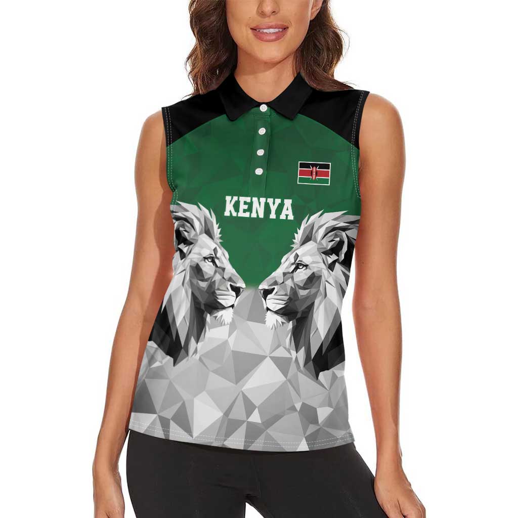 Kenya Rugby Custom Women Sleeveless Polo Shirt Green Kenyan 22-23 Motif - Wonder Print Shop