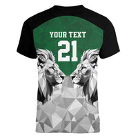 Kenya Rugby Custom Women V-Neck T-Shirt Green Kenyan 22-23 Motif - Wonder Print Shop