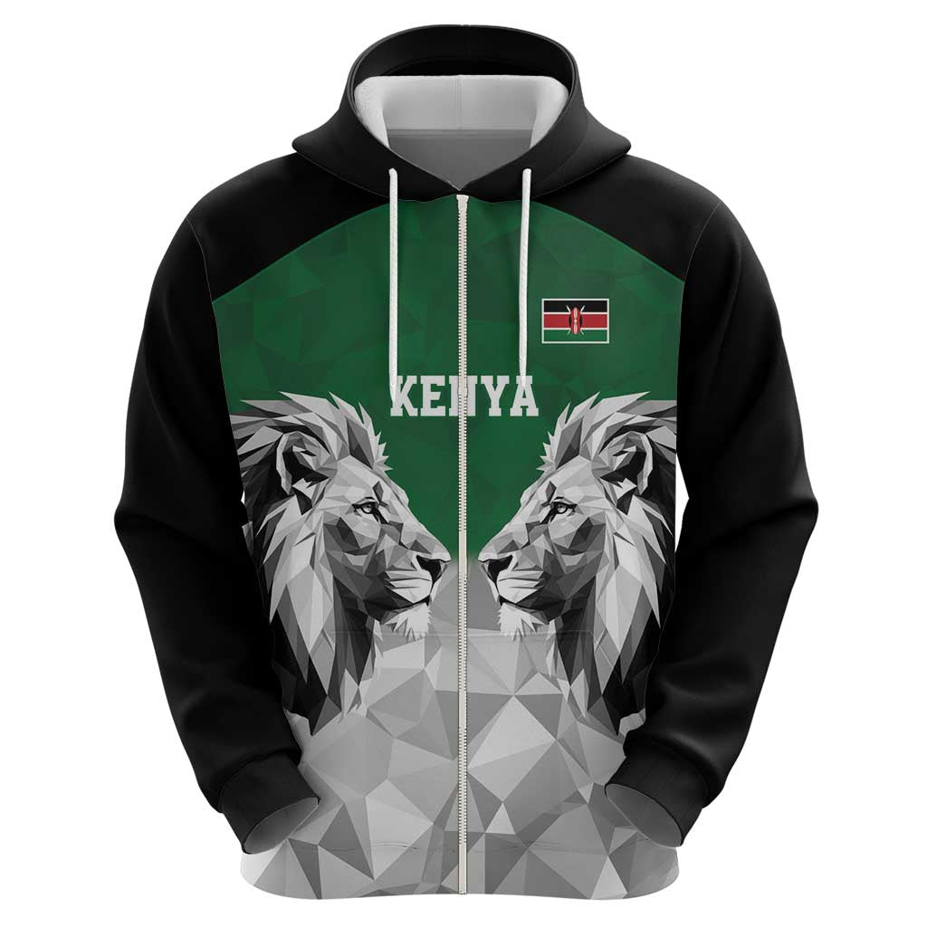 Kenya Rugby Custom Zip Hoodie Green Kenyan 22-23 Motif - Wonder Print Shop