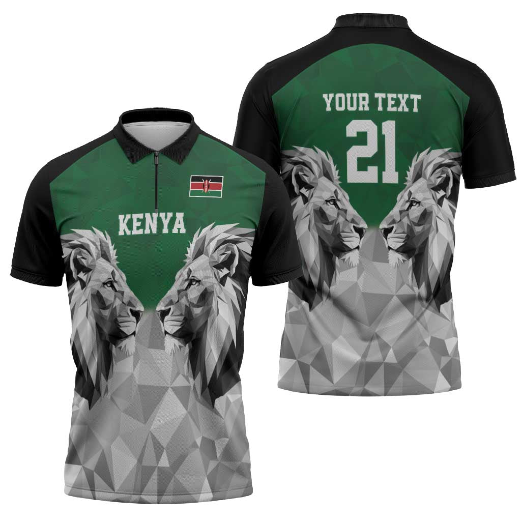 Kenya Rugby Custom Zipper Polo Shirt Green Kenyan 22-23 Motif - Wonder Print Shop