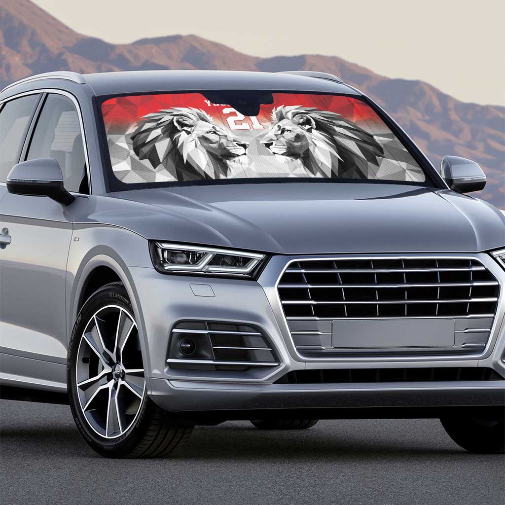 Kenya Rugby Custom Auto Sun Shade Red Kenyan 22-23 Motif - Wonder Print Shop