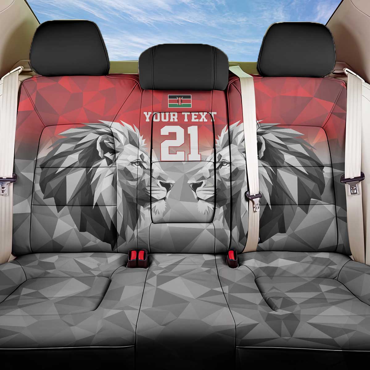 Kenya Rugby Custom Back Car Seat Cover Red Kenyan 22-23 Motif - Wonder Print Shop