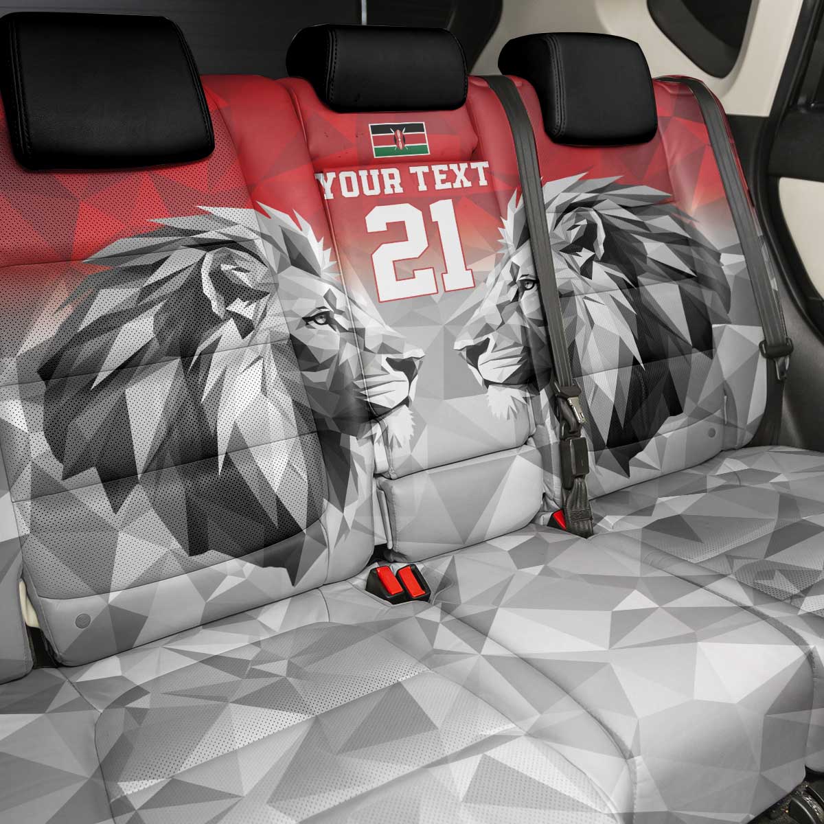 Kenya Rugby Custom Back Car Seat Cover Red Kenyan 22-23 Motif - Wonder Print Shop