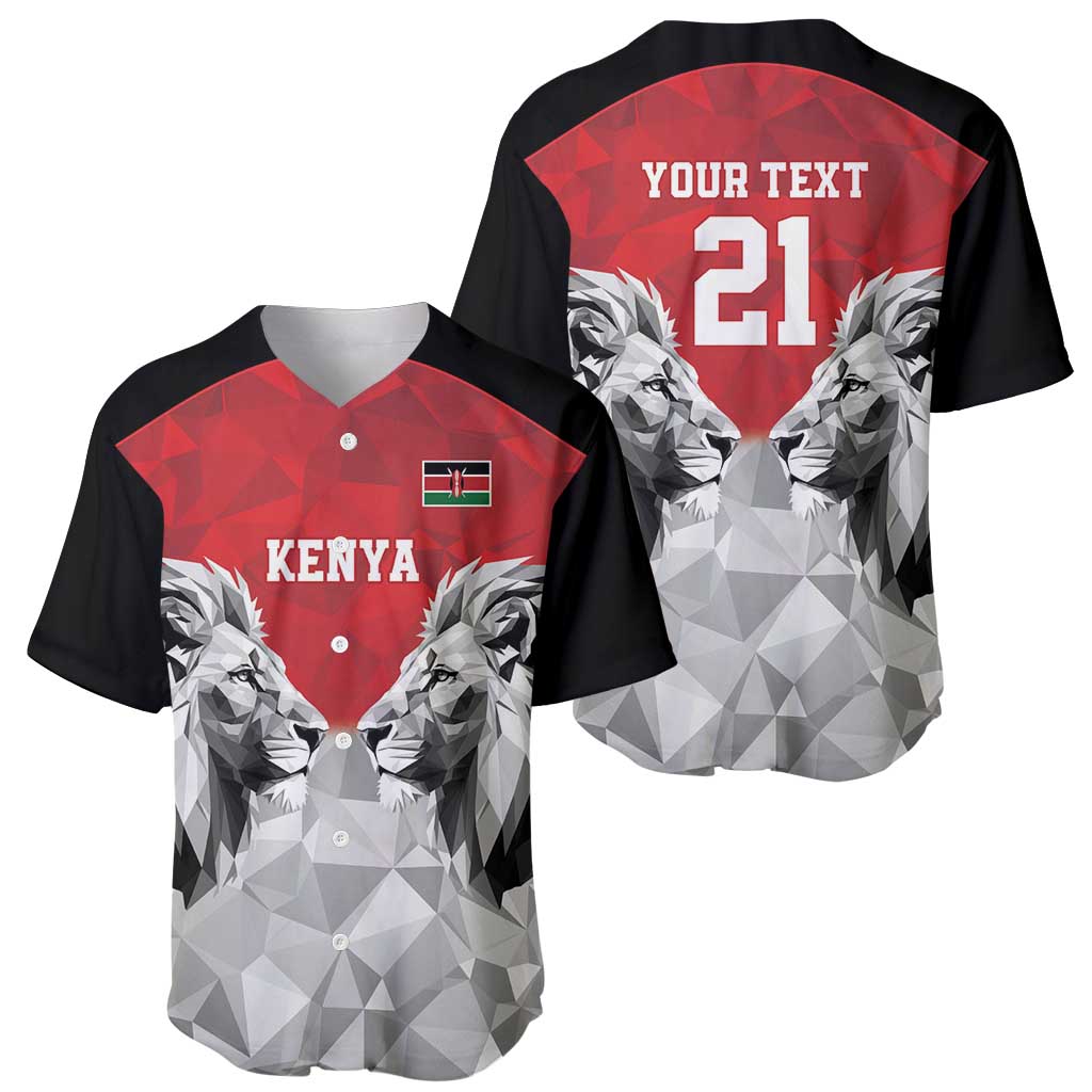 Kenya Rugby Custom Baseball Jersey Red Kenyan 22-23 Motif - Wonder Print Shop