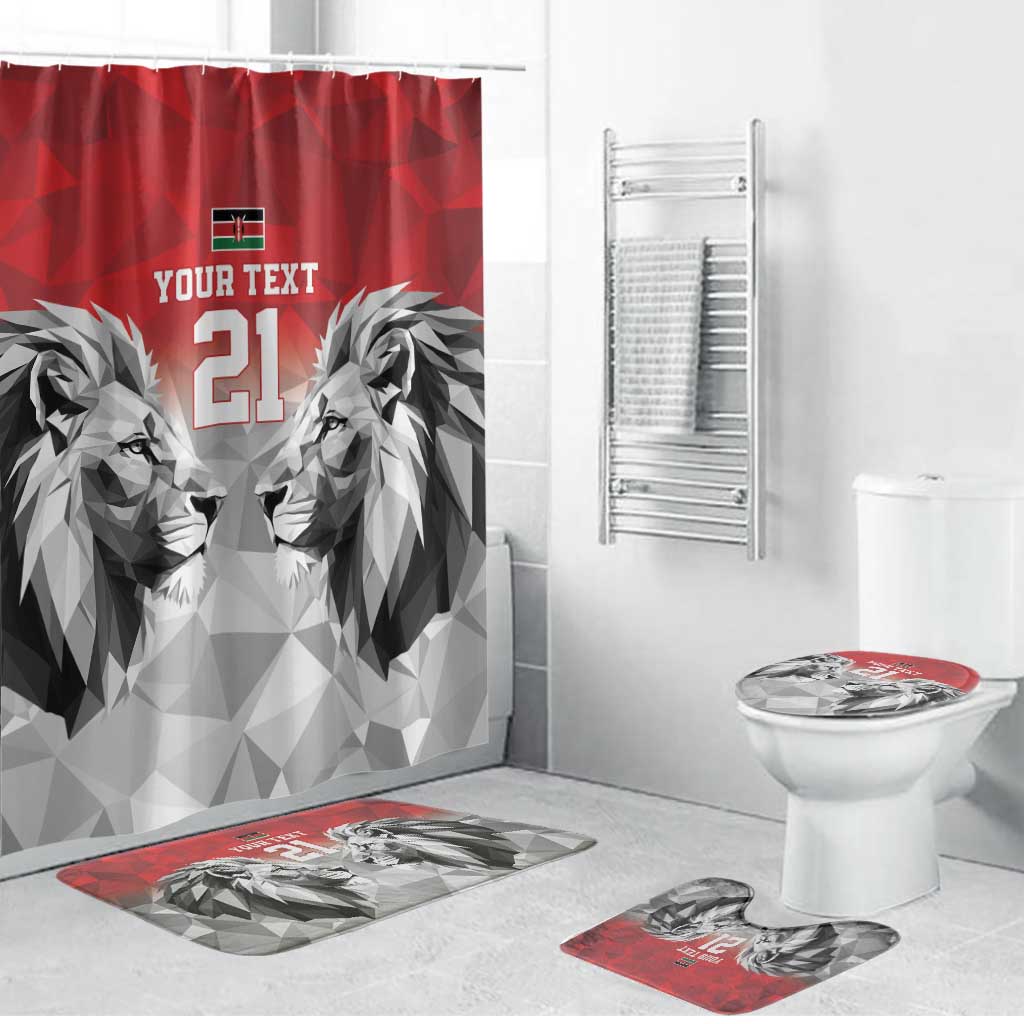 Kenya Rugby Custom Bathroom Set Red Kenyan 22-23 Motif - Wonder Print Shop