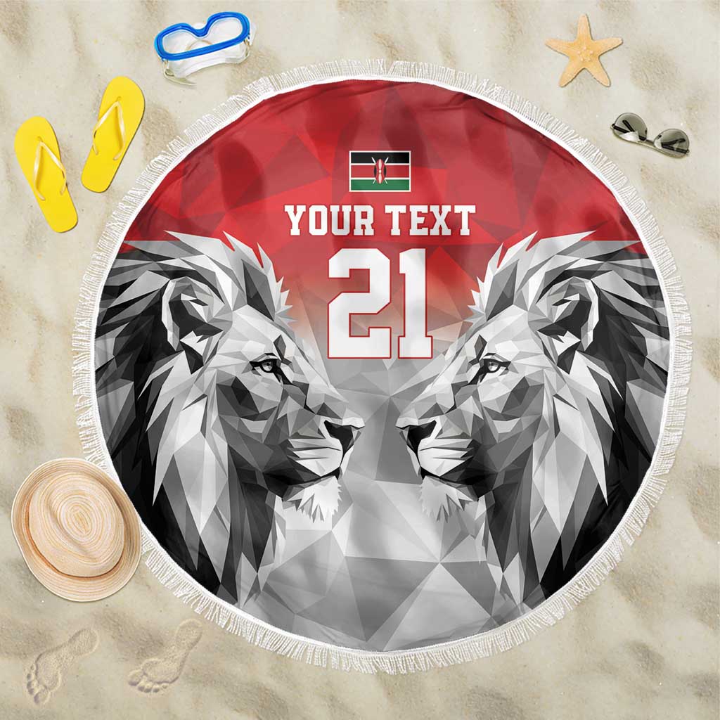 Kenya Rugby Custom Beach Blanket Red Kenyan 22-23 Motif - Wonder Print Shop
