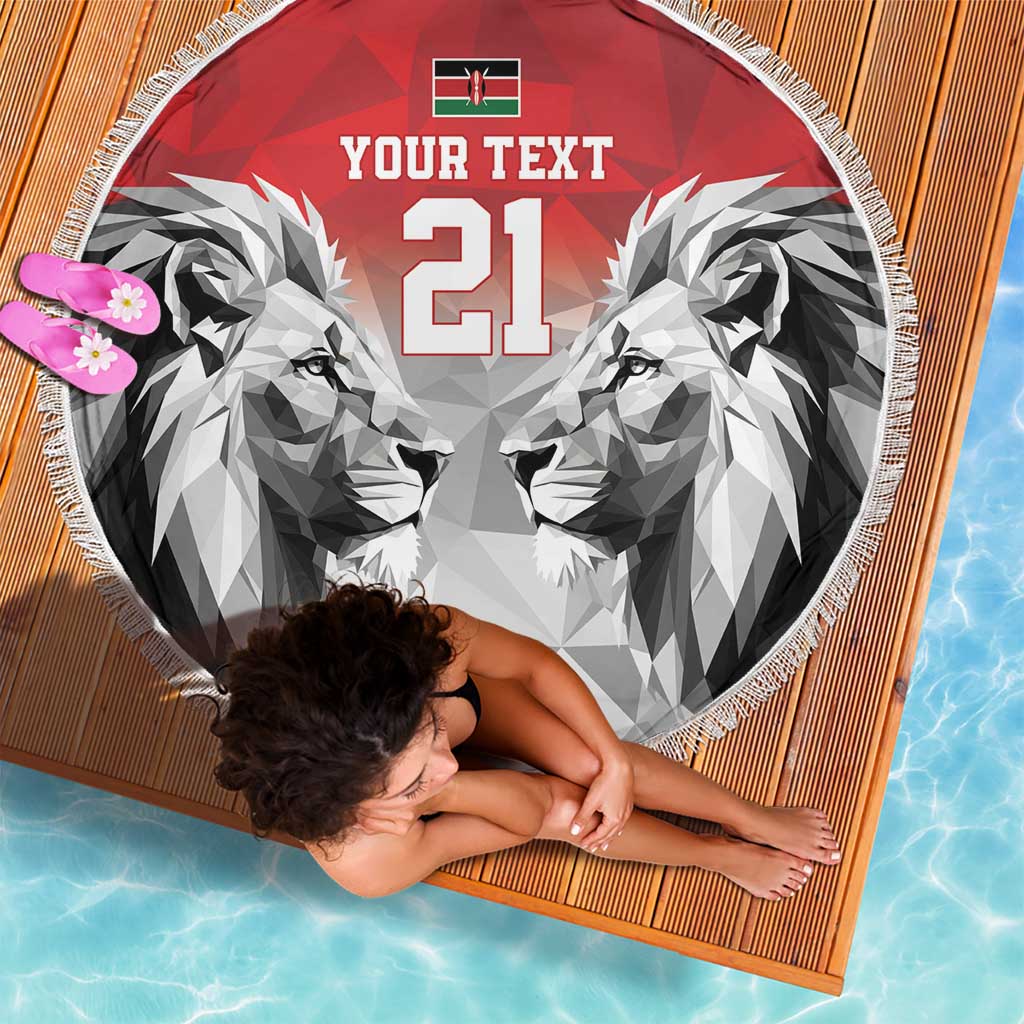 Kenya Rugby Custom Beach Blanket Red Kenyan 22-23 Motif - Wonder Print Shop