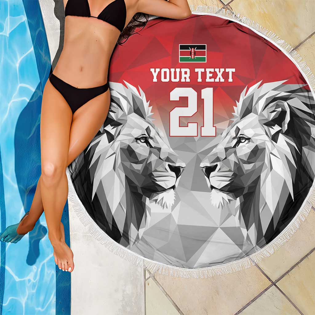 Kenya Rugby Custom Beach Blanket Red Kenyan 22-23 Motif - Wonder Print Shop