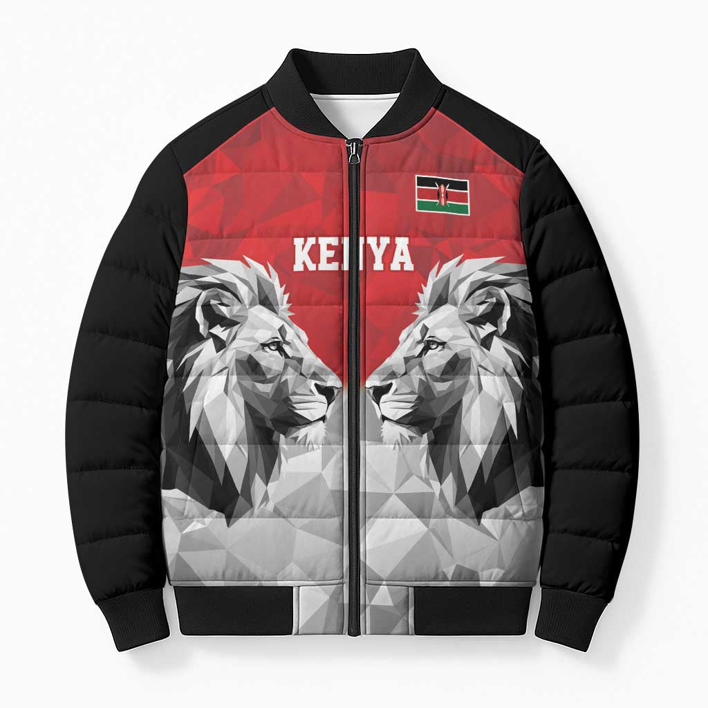 Kenya Rugby Custom Bomber Puffer Jacket Red Kenyan 22-23 Motif - Wonder Print Shop