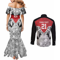 Kenya Rugby Custom Couples Matching Mermaid Dress and Long Sleeve Button Shirt Red Kenyan 22-23 Motif - Wonder Print Shop