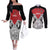 Kenya Rugby Custom Couples Matching Off The Shoulder Long Sleeve Dress and Long Sleeve Button Shirt Red Kenyan 22-23 Motif - Wonder Print Shop