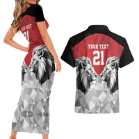 Kenya Rugby Custom Couples Matching Short Sleeve Bodycon Dress and Hawaiian Shirt Red Kenyan 22-23 Motif - Wonder Print Shop