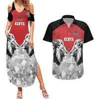 Kenya Rugby Custom Couples Matching Summer Maxi Dress and Hawaiian Shirt Red Kenyan 22-23 Motif - Wonder Print Shop
