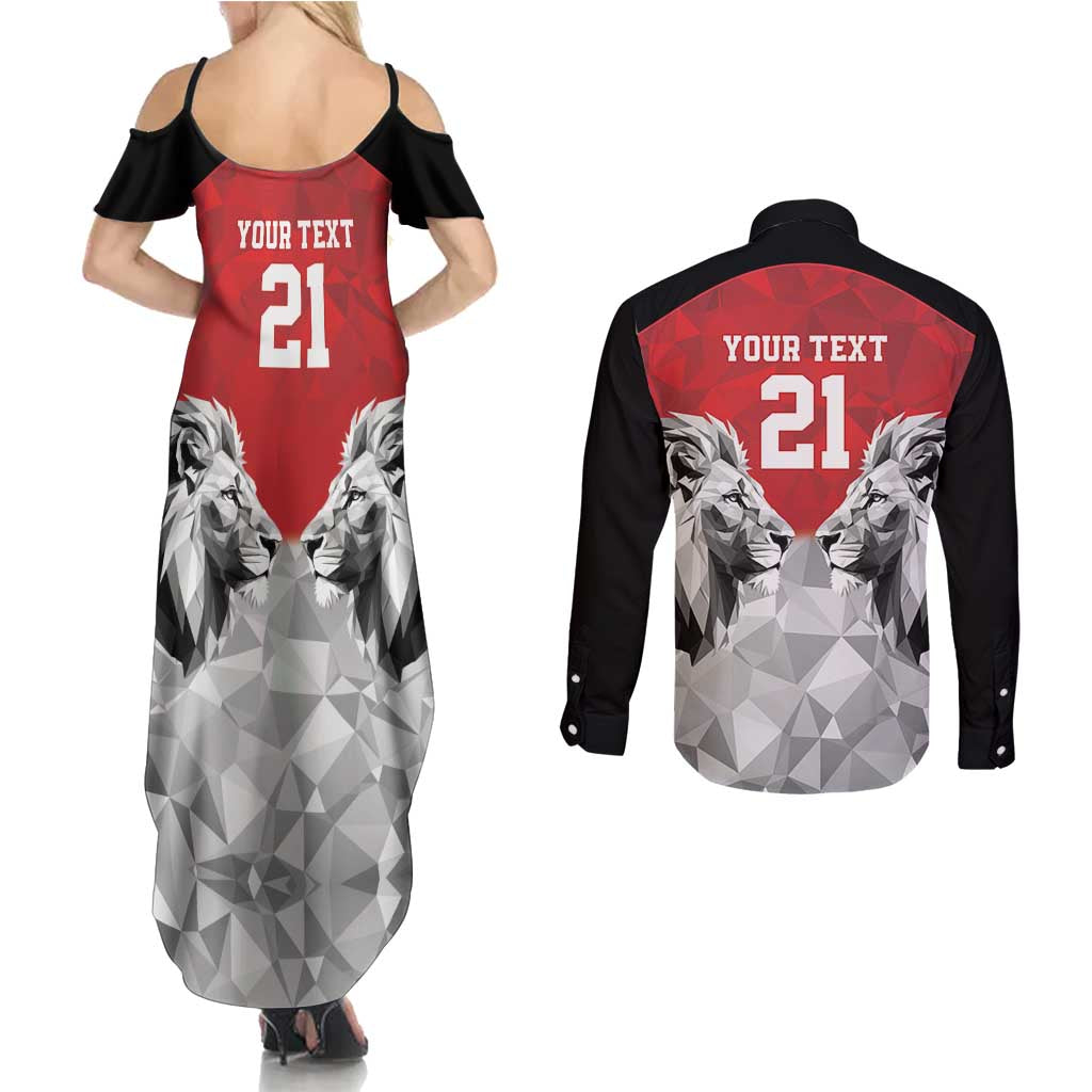 Kenya Rugby Custom Couples Matching Summer Maxi Dress and Long Sleeve Button Shirt Red Kenyan 22-23 Motif - Wonder Print Shop
