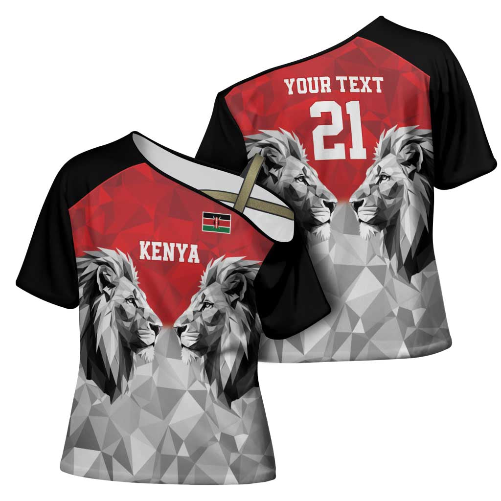 Kenya Rugby Custom Cross Shoulder Shirt Red Kenyan 22-23 Motif - Wonder Print Shop