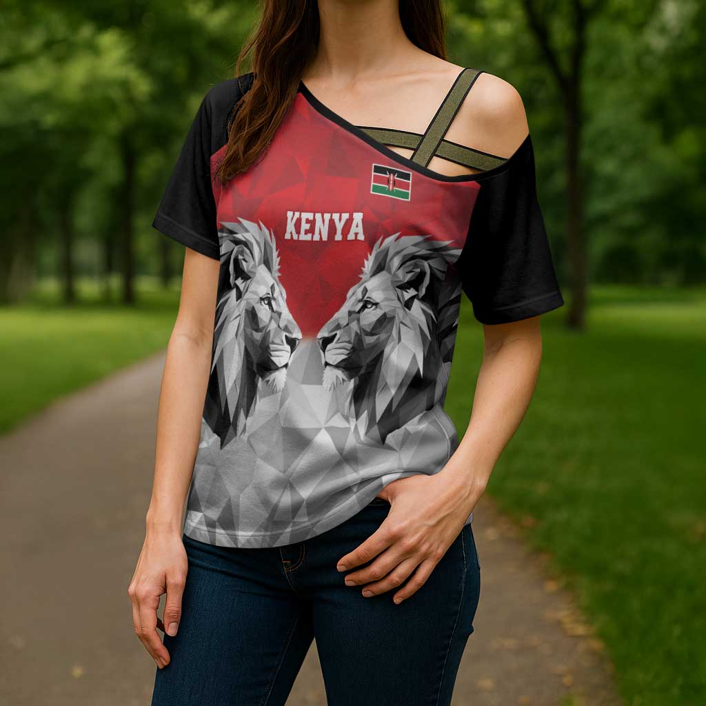 Kenya Rugby Custom Cross Shoulder Shirt Red Kenyan 22-23 Motif - Wonder Print Shop