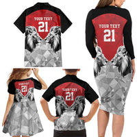 Kenya Rugby Custom Family Matching Long Sleeve Bodycon Dress and Hawaiian Shirt Red Kenyan 22-23 Motif - Wonder Print Shop
