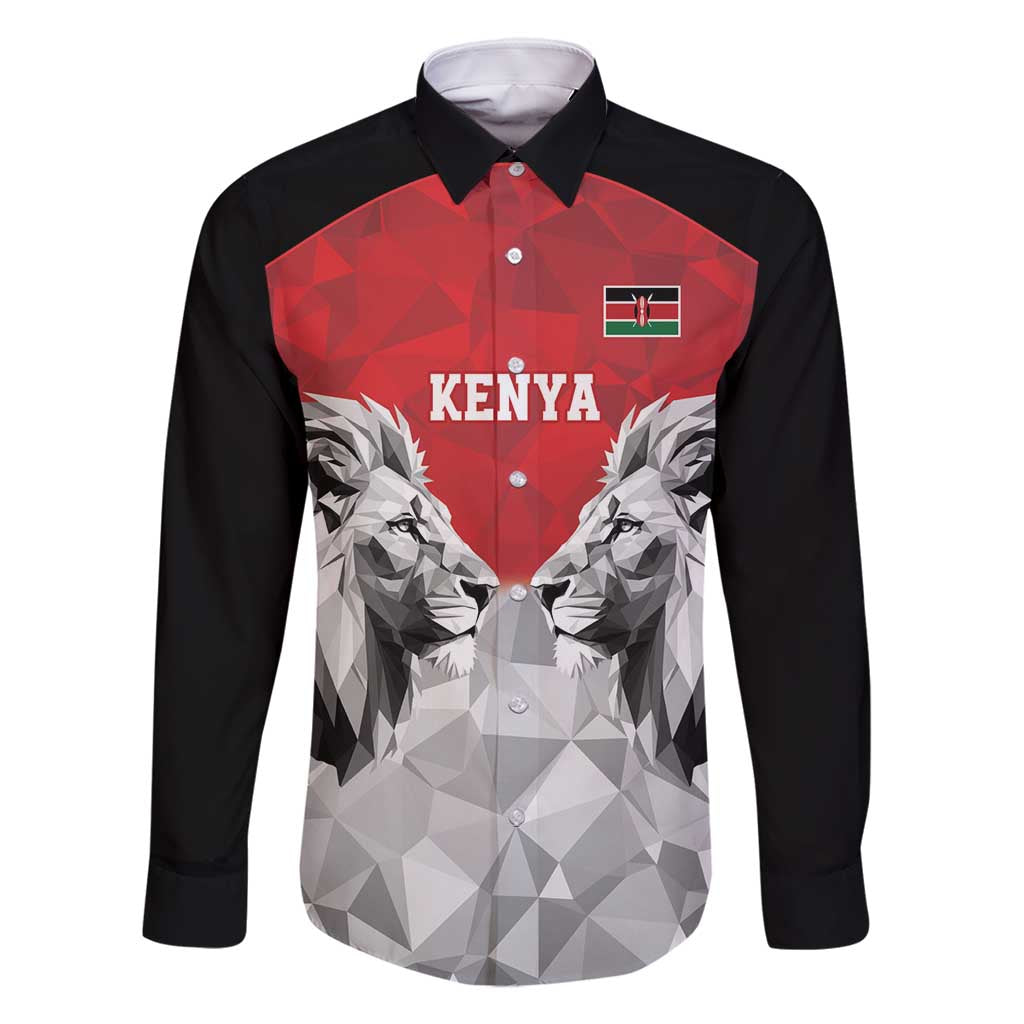 Kenya Rugby Custom Family Matching Long Sleeve Bodycon Dress and Hawaiian Shirt Red Kenyan 22-23 Motif - Wonder Print Shop