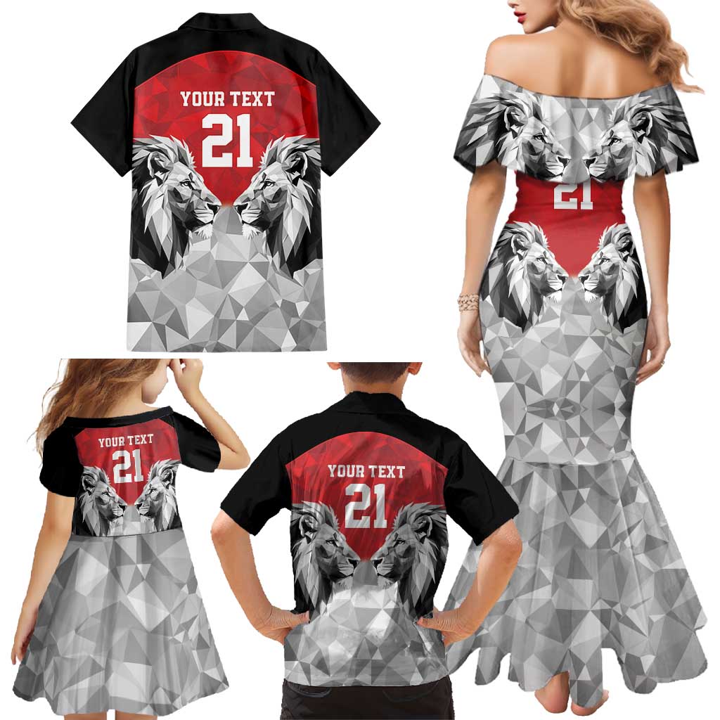 Kenya Rugby Custom Family Matching Mermaid Dress and Hawaiian Shirt Red Kenyan 22-23 Motif - Wonder Print Shop