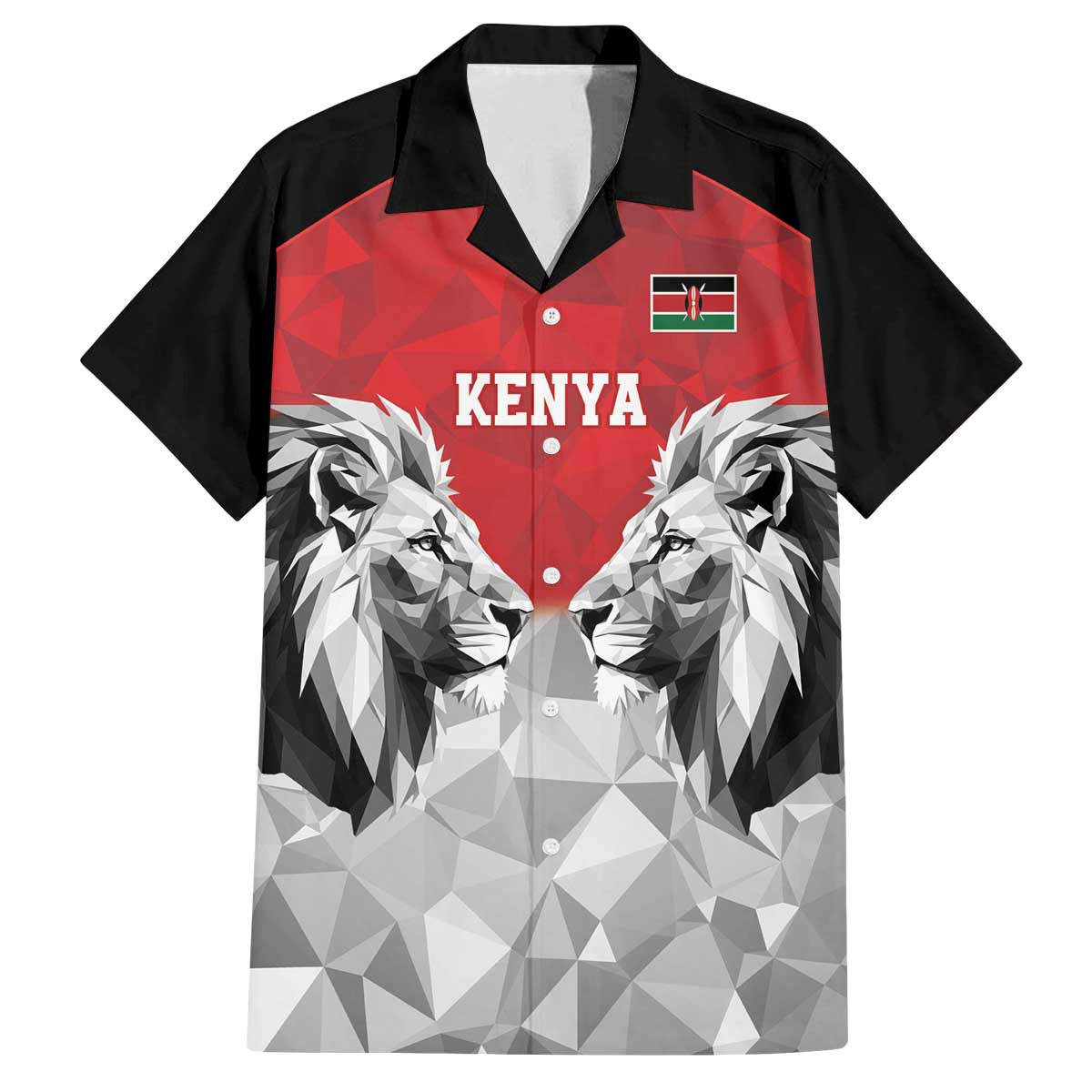 Kenya Rugby Custom Family Matching Off The Shoulder Long Sleeve Dress and Hawaiian Shirt Red Kenyan 22-23 Motif - Wonder Print Shop