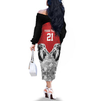 Kenya Rugby Custom Family Matching Off The Shoulder Long Sleeve Dress and Hawaiian Shirt Red Kenyan 22-23 Motif - Wonder Print Shop