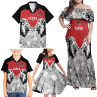 Kenya Rugby Custom Family Matching Off Shoulder Maxi Dress and Hawaiian Shirt Red Kenyan 22-23 Motif - Wonder Print Shop