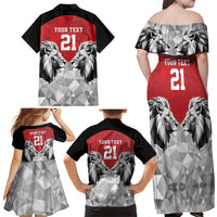 Kenya Rugby Custom Family Matching Off Shoulder Maxi Dress and Hawaiian Shirt Red Kenyan 22-23 Motif - Wonder Print Shop