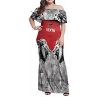 Kenya Rugby Custom Family Matching Off Shoulder Maxi Dress and Hawaiian Shirt Red Kenyan 22-23 Motif - Wonder Print Shop