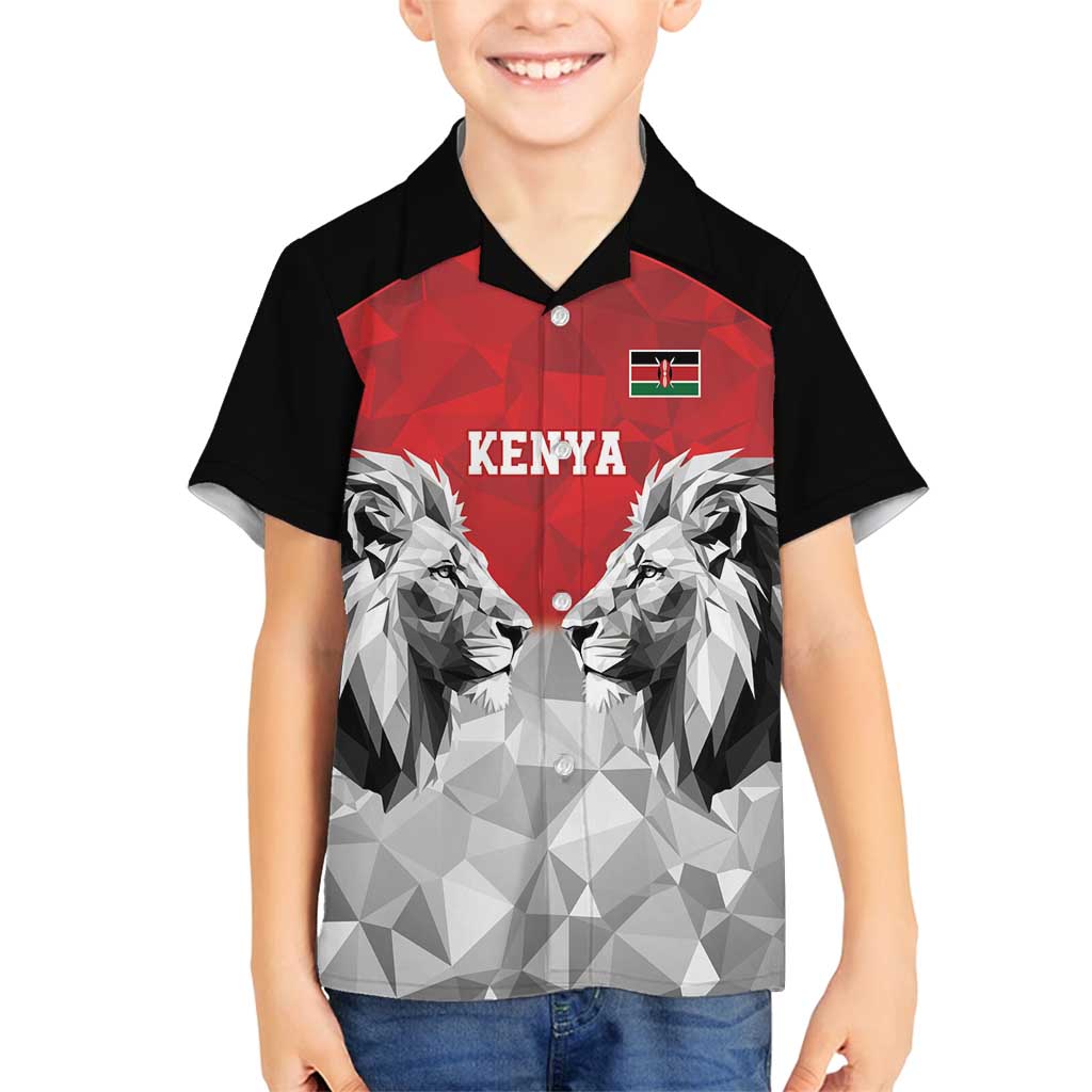 Kenya Rugby Custom Family Matching Off Shoulder Maxi Dress and Hawaiian Shirt Red Kenyan 22-23 Motif - Wonder Print Shop