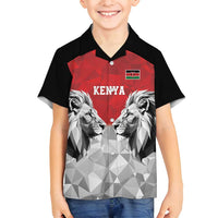 Kenya Rugby Custom Family Matching Off Shoulder Maxi Dress and Hawaiian Shirt Red Kenyan 22-23 Motif - Wonder Print Shop