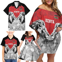 Kenya Rugby Custom Family Matching Off Shoulder Short Dress and Hawaiian Shirt Red Kenyan 22-23 Motif - Wonder Print Shop