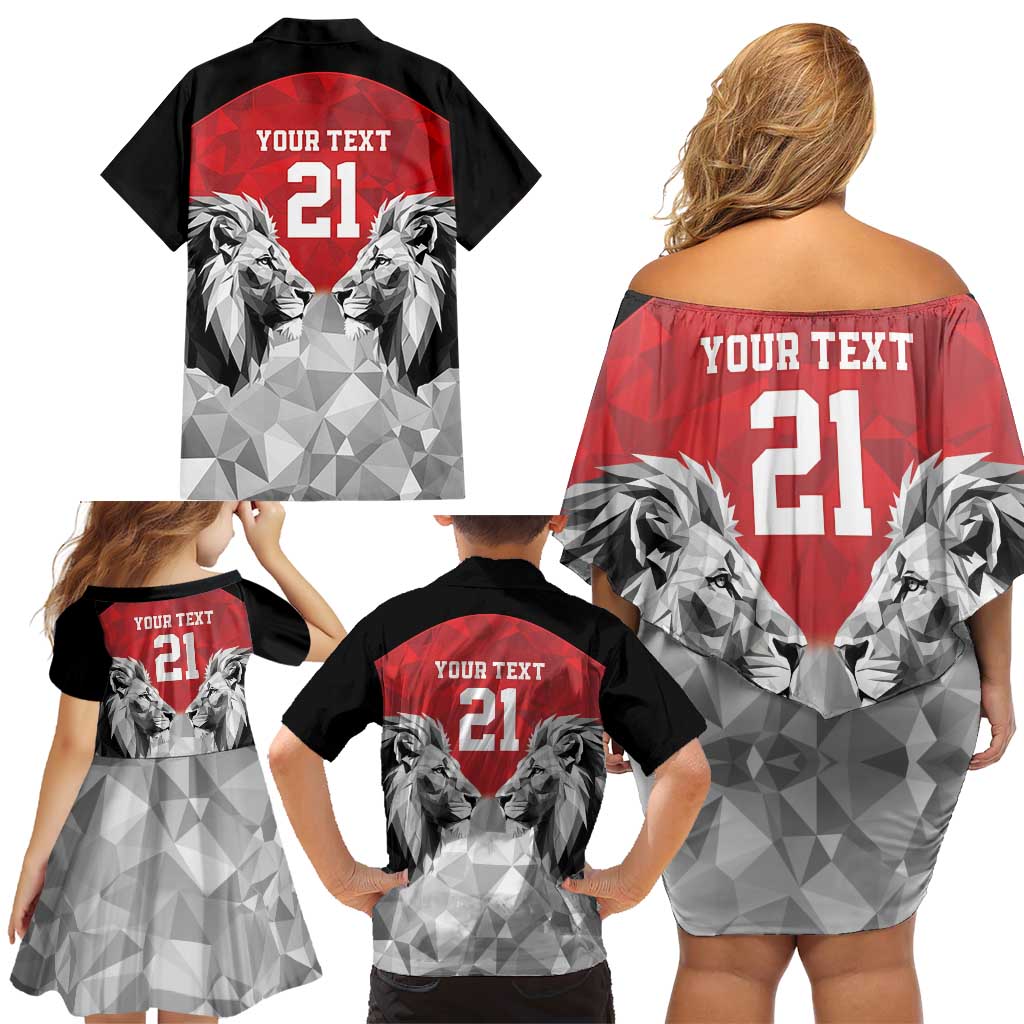 Kenya Rugby Custom Family Matching Off Shoulder Short Dress and Hawaiian Shirt Red Kenyan 22-23 Motif - Wonder Print Shop
