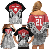 Kenya Rugby Custom Family Matching Off Shoulder Short Dress and Hawaiian Shirt Red Kenyan 22-23 Motif - Wonder Print Shop