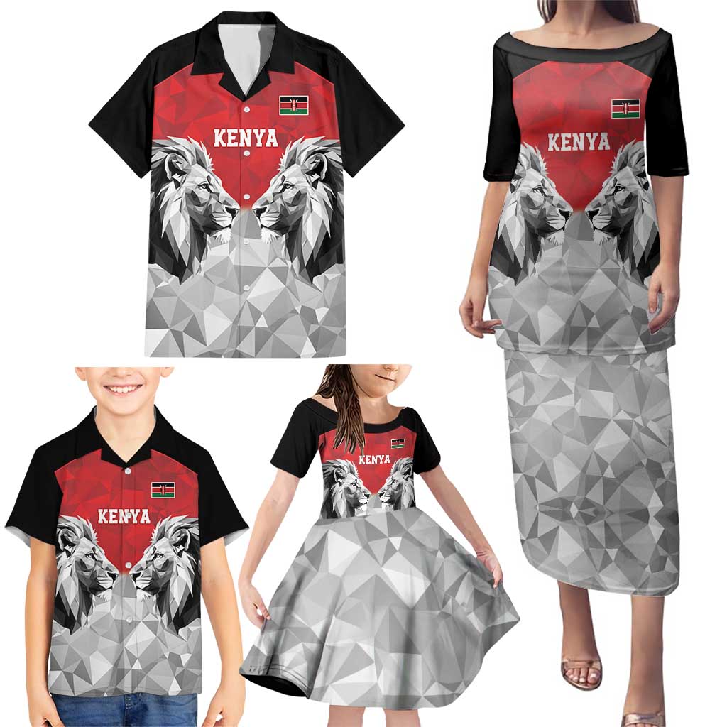 Kenya Rugby Custom Family Matching Puletasi and Hawaiian Shirt Red Kenyan 22-23 Motif - Wonder Print Shop