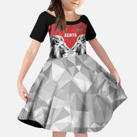 Kenya Rugby Custom Family Matching Short Sleeve Bodycon Dress and Hawaiian Shirt Red Kenyan 22-23 Motif - Wonder Print Shop