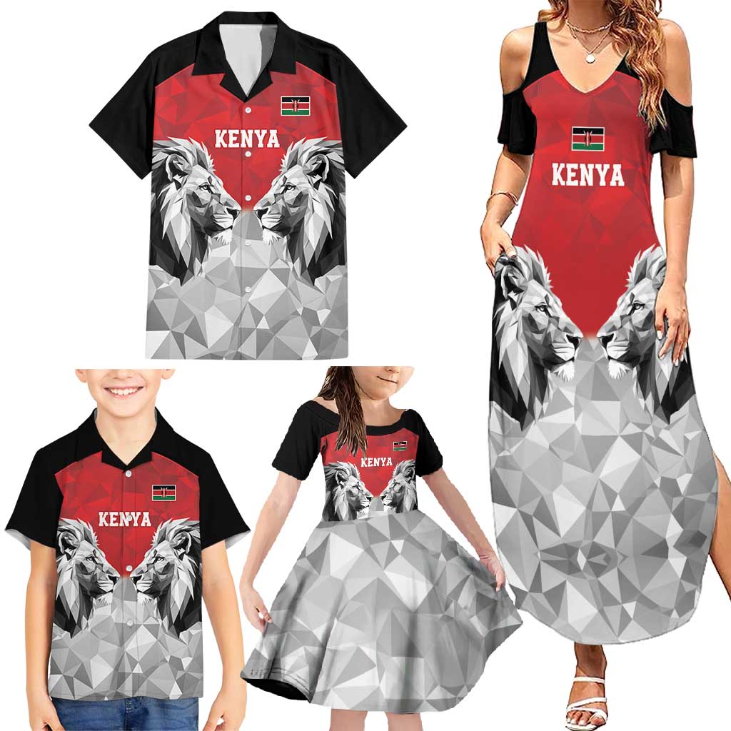 Kenya Rugby Custom Family Matching Summer Maxi Dress and Hawaiian Shirt Red Kenyan 22-23 Motif - Wonder Print Shop