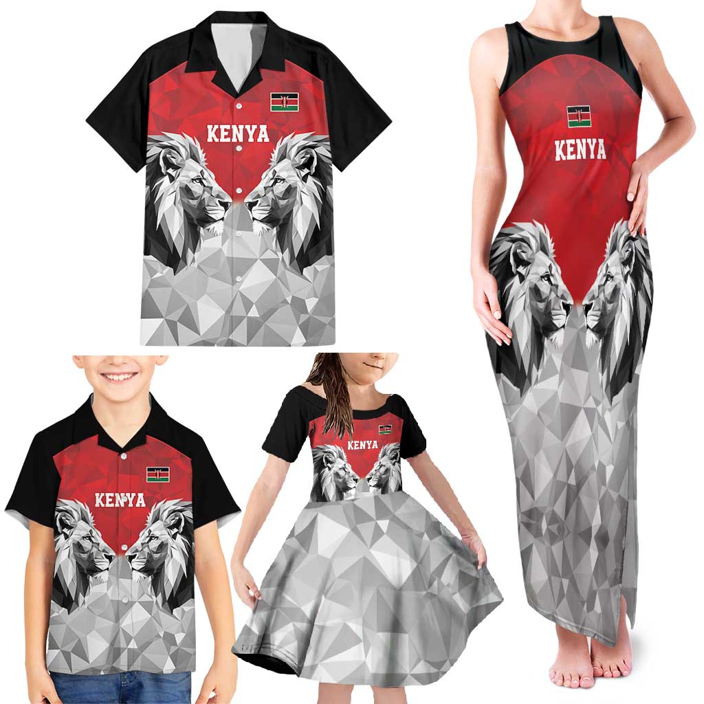 Kenya Rugby Custom Family Matching Tank Maxi Dress and Hawaiian Shirt Red Kenyan 22-23 Motif - Wonder Print Shop