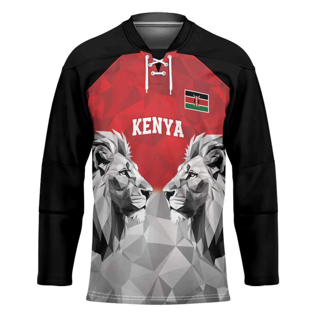 Kenya Rugby Custom Hockey Jersey Red Kenyan 22-23 Motif - Wonder Print Shop