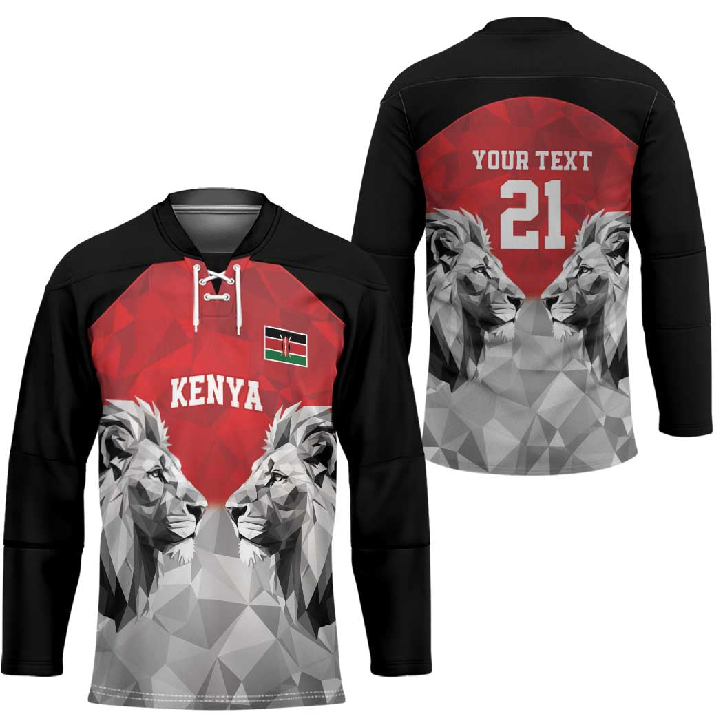 Kenya Rugby Custom Hockey Jersey Red Kenyan 22-23 Motif - Wonder Print Shop