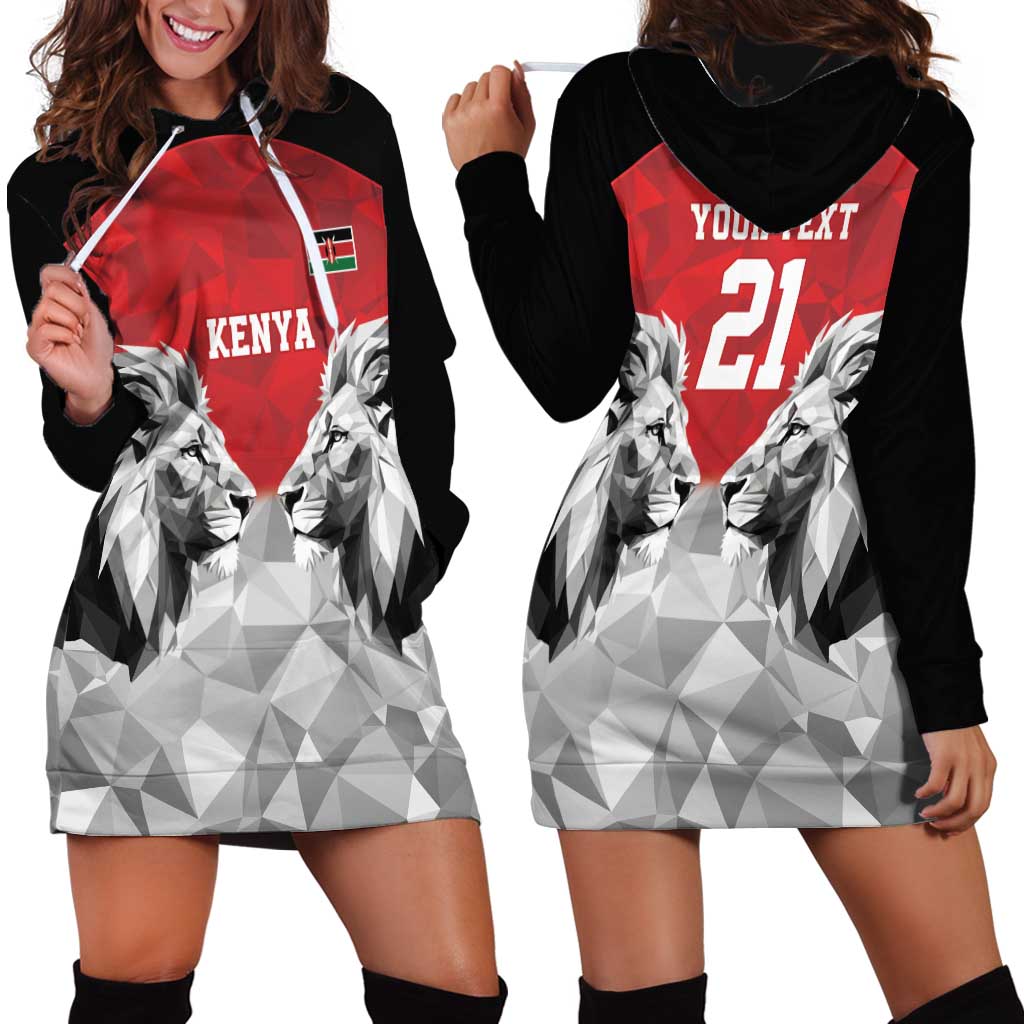 Kenya Rugby Custom Hoodie Dress Red Kenyan 22-23 Motif - Wonder Print Shop