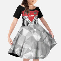 Kenya Rugby Custom Kid Short Sleeve Dress Red Kenyan 22-23 Motif - Wonder Print Shop