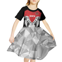 Kenya Rugby Custom Kid Short Sleeve Dress Red Kenyan 22-23 Motif - Wonder Print Shop