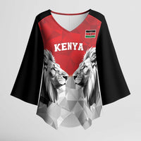 Kenya Rugby Custom Kimono Sleeve Blouse Red Kenyan 22-23 Motif - Wonder Print Shop